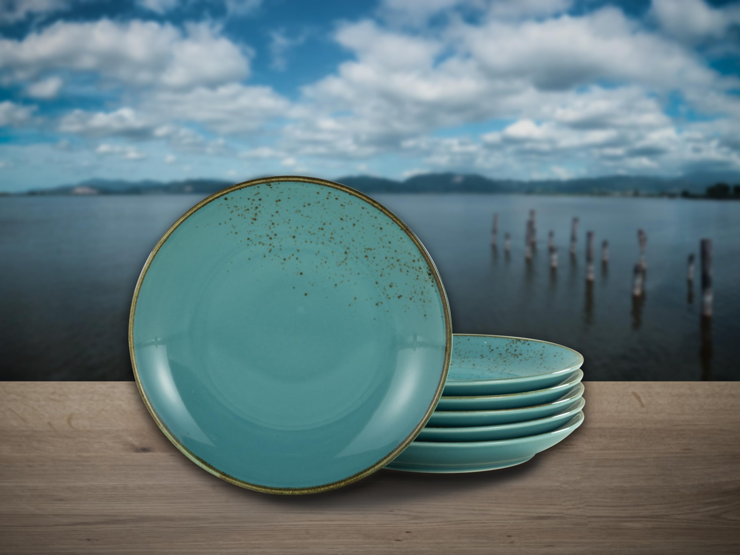 Creatable 22042, Water, 6 talerzy deserowych 21 cm, Nature Collection, kamionka