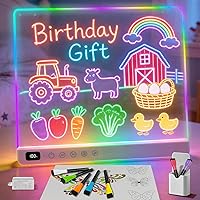 Cosmody 16" Rechargeable LED Drawing Board for Kids - Light Up Neon Art Pad with 8 RGB Colors, 6 Modes, Tracing Book & 7 Markers