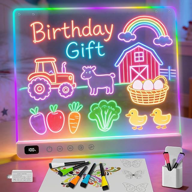 Cosmody Rechargeable LED Drawing Board for Kids Large 16 Light Up Drawing Pad with 8 RGB Colors 6