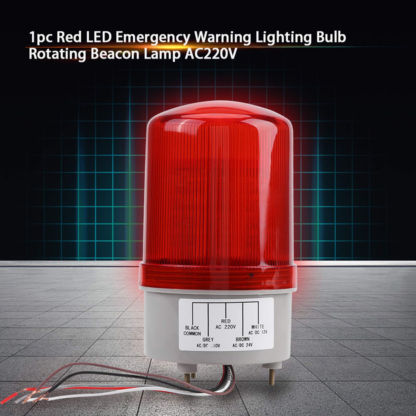 Spia di avvertimento LED rosso Spia di emergenza Lampadina rotante Luce del faro Lampada del faro AC220V