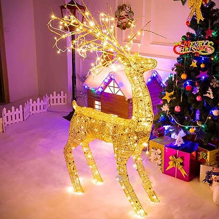 Amazon Co Jp 背の高いトナカイのクリスマスデコレーション Led クリスマス イルミネーション 屋外の庭 オブジェ バッテリーを備えた屋内発光トナカイ ゴールド ホワイト おもちゃ Amazon Co Jp 背の高いトナカイのクリスマスデコレーション Led クリスマス イルミネーション 屋外の庭 オブジェ バッテリーを備えた屋内発光トナカイ ゴールド ホワイト おもちゃ