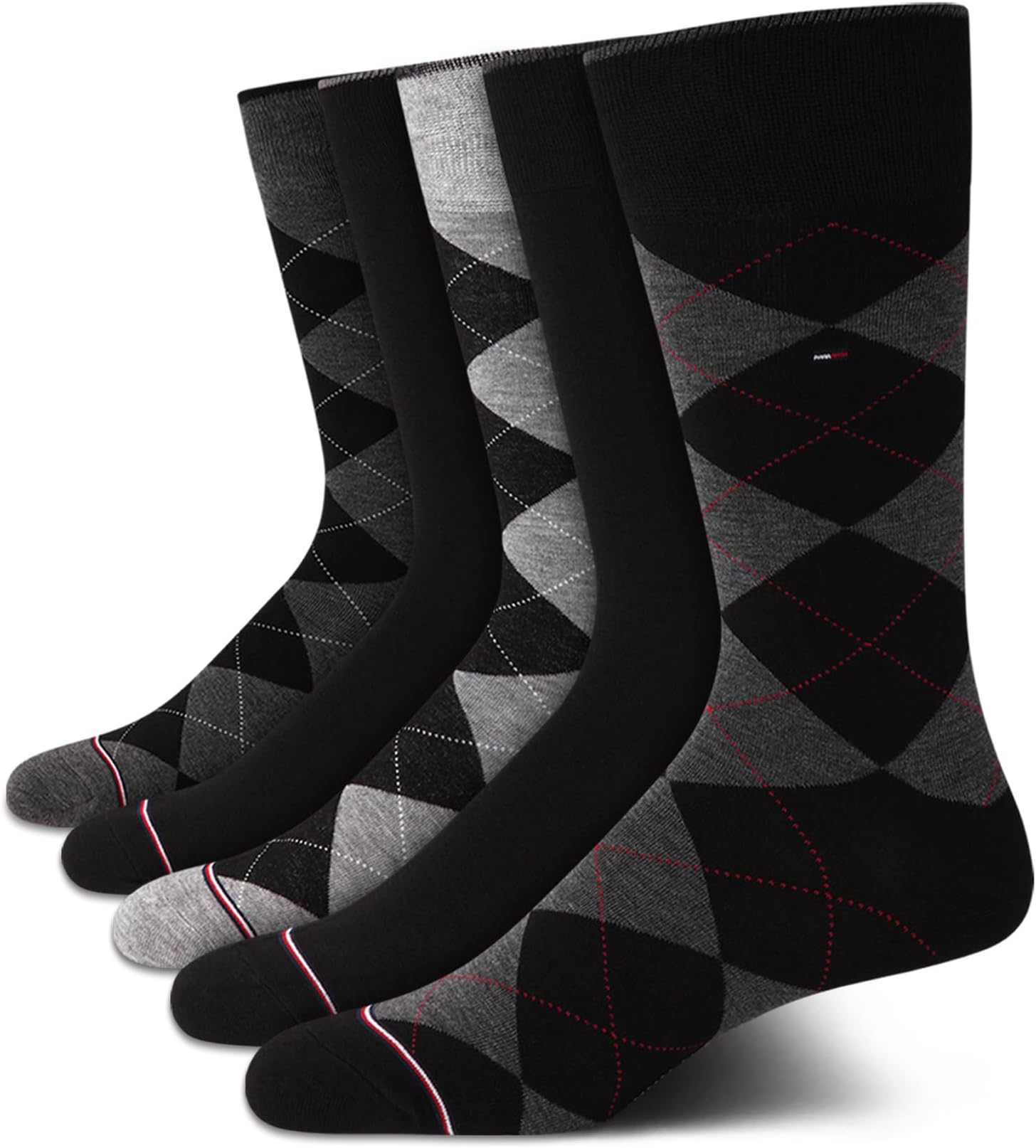 Mens Dress Socks - 5 Pack Lightweight Patterned Everyday Long Work Socks for Men for Casual & Formal Wear