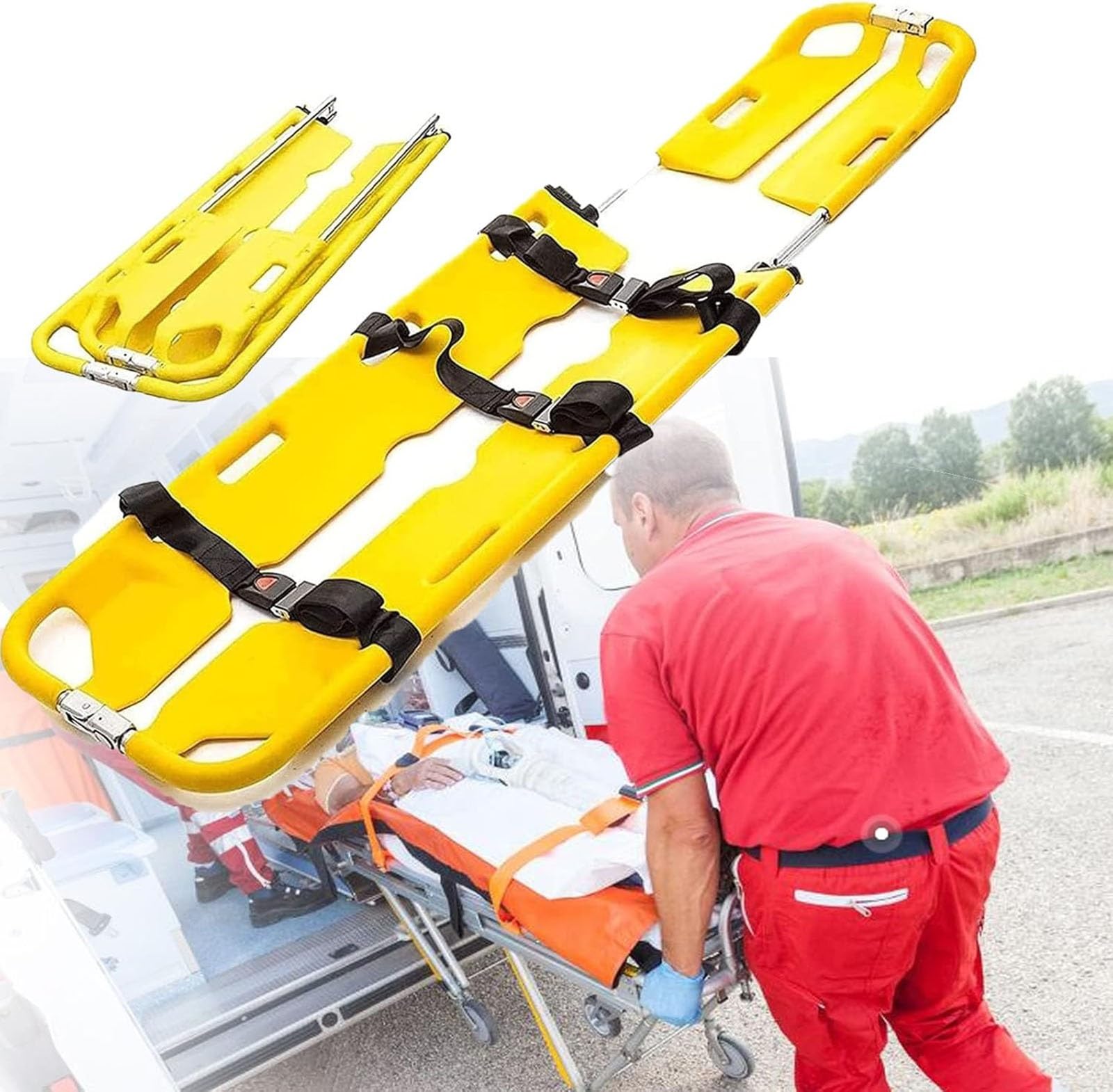 SWENEEN Folding Stretcher,Emergency Patient Transport Stretcher Portable Stretcher,Four Fold Stretcher With Handles And Carrying Case,