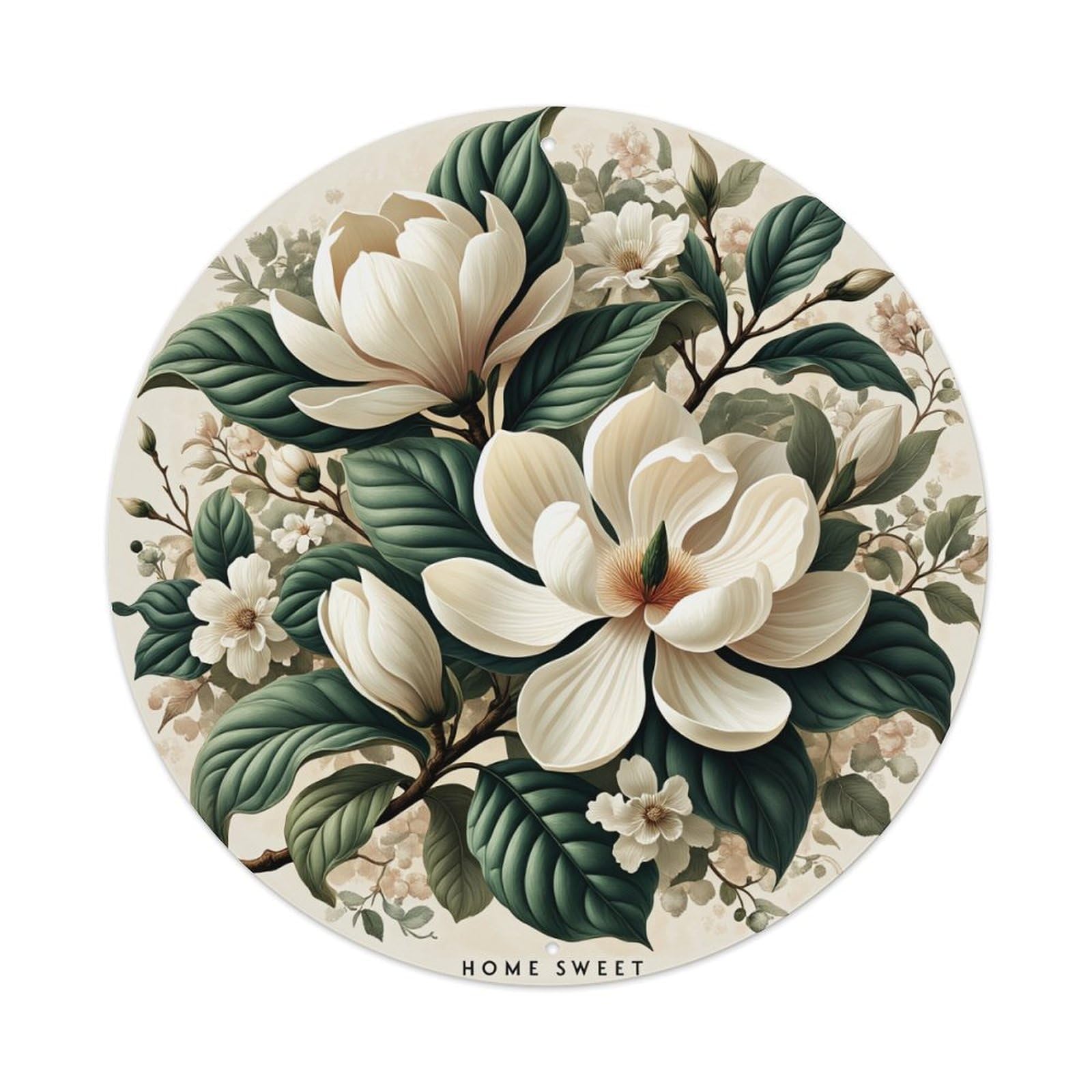 Jdfenggu Vintage Magnolia Floral Bouquet Design Print Retro Metal Tin Sign, Metal Poster For Bar, Home, Man Cave, Kitchen, Laundry Room Art Decor 8X8 Inch