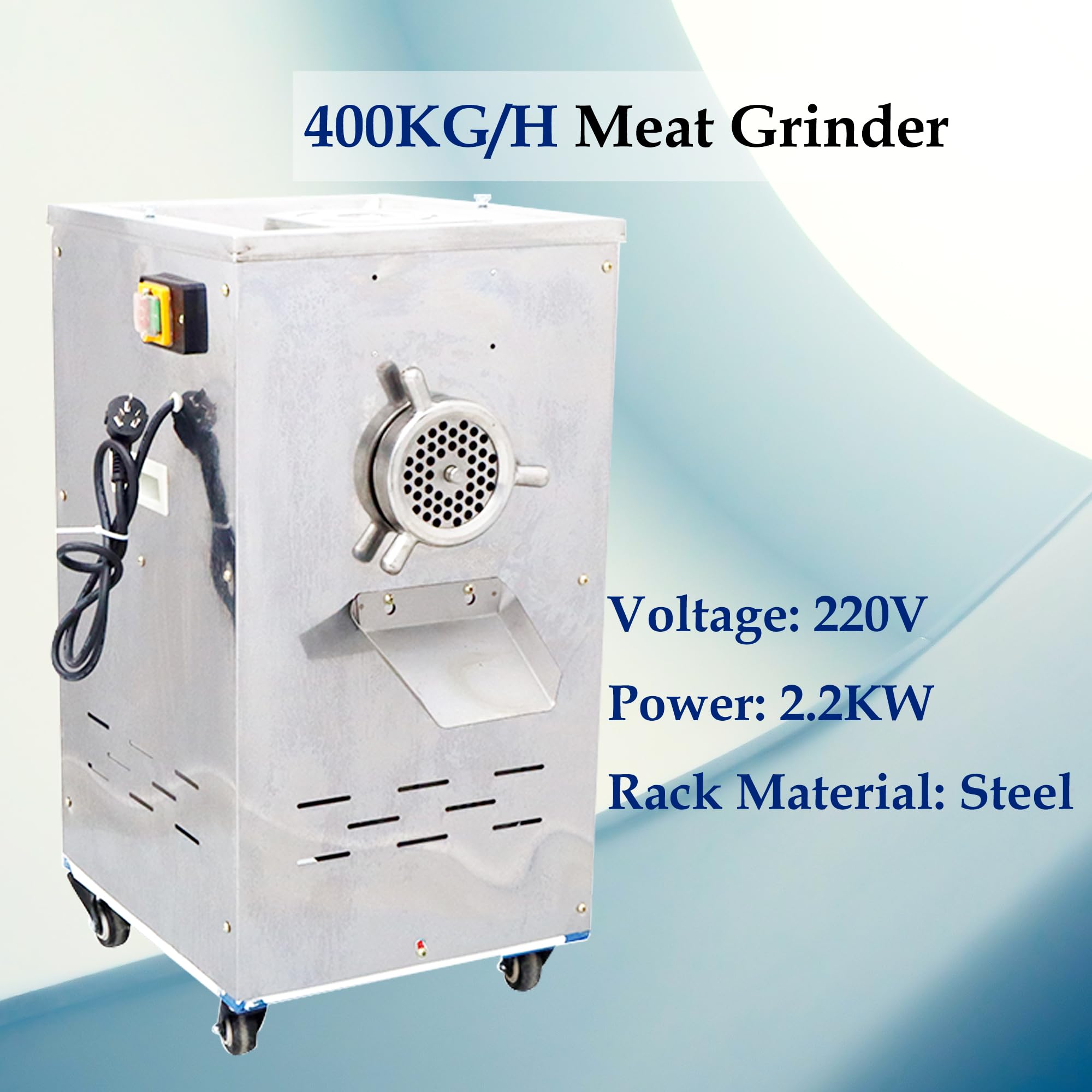 WYDDDARY Meat Grinder Machine 400KG/H Food Grinder Electric Stainless Steel Mincer Chopper Crusher Bone Machine 220V 2.2KW Cutters for Beef Chicken Fish Vegetable Feed Process