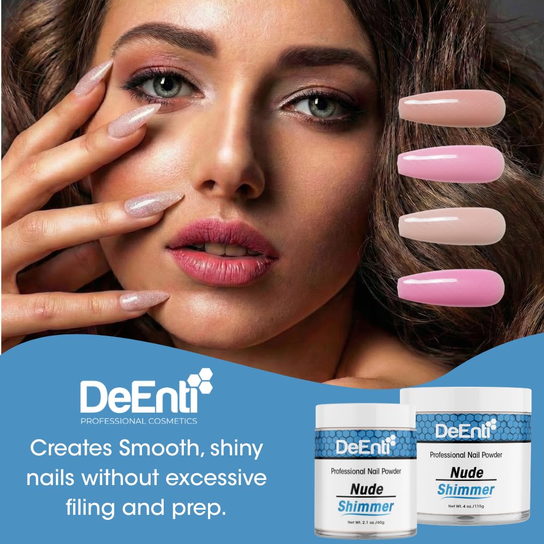 DeEnti Acrylic Nail Shimmer Powder - 4oz Nude|Professional Grade, Bubble-Free Acrylic Powder for Nails | Long-Lasting, Chip-Resistant Nail Acrylic Powder for Carving, Extensions & Fake Nails