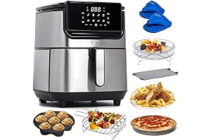 Yedi Evolution Air Fryer, 6.8 Quart, Stainless Steel, Ceramic Basket
