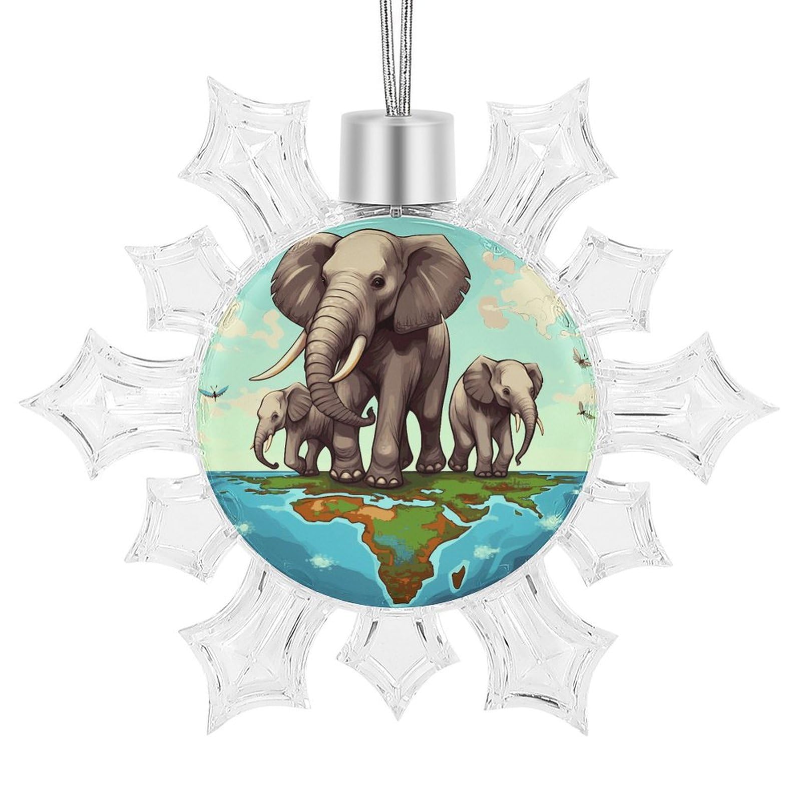 Elephants Snowflake Ornaments Cute Snowflake Pendant Exquisite Christmas Tree Ornaments for Christmas Weddings New Year Birthday Holiday Celebration