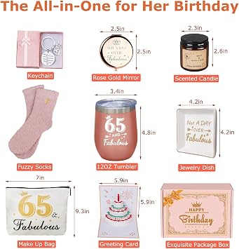 65th Birthday Gifts for Women, Gift for 65 Year Old Woman with Tumbler