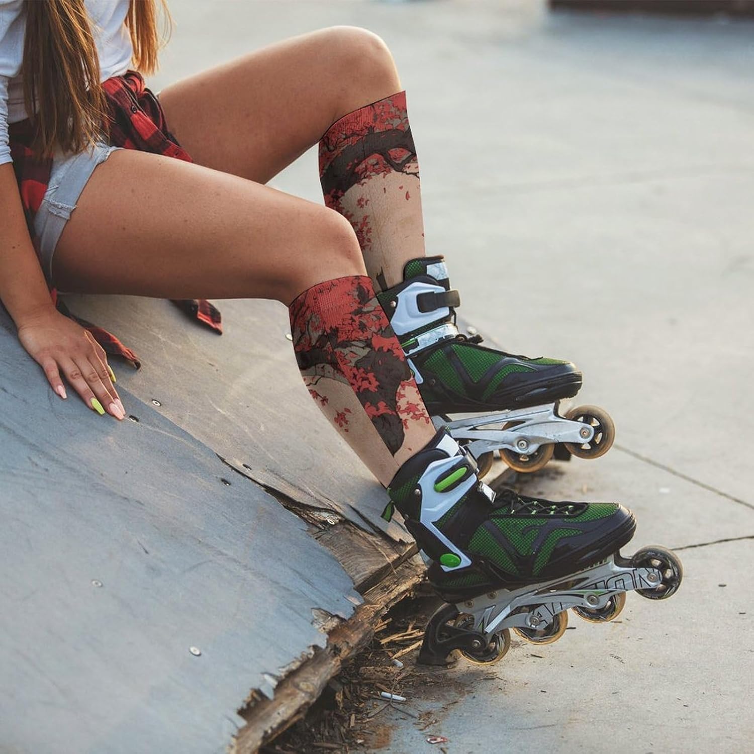 Japanese Samurais-Armor Knee High Socks Athletic Long Stockings Sport Casual Crew Tube Sock Boot 46cm