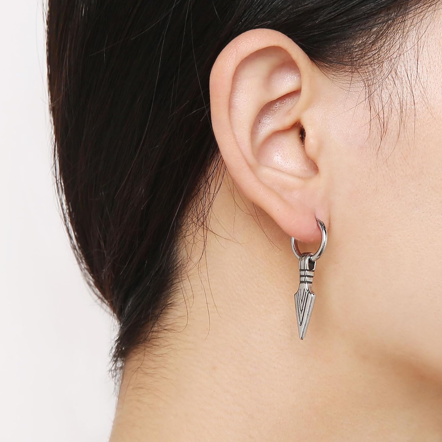 HZMAN Sword/Cross/Awl Spike Dangle Earrings for Men Women Gothic Punk Stainless Steel Hinged Huggie Hoop Earring Jewelry Gift - Image 2