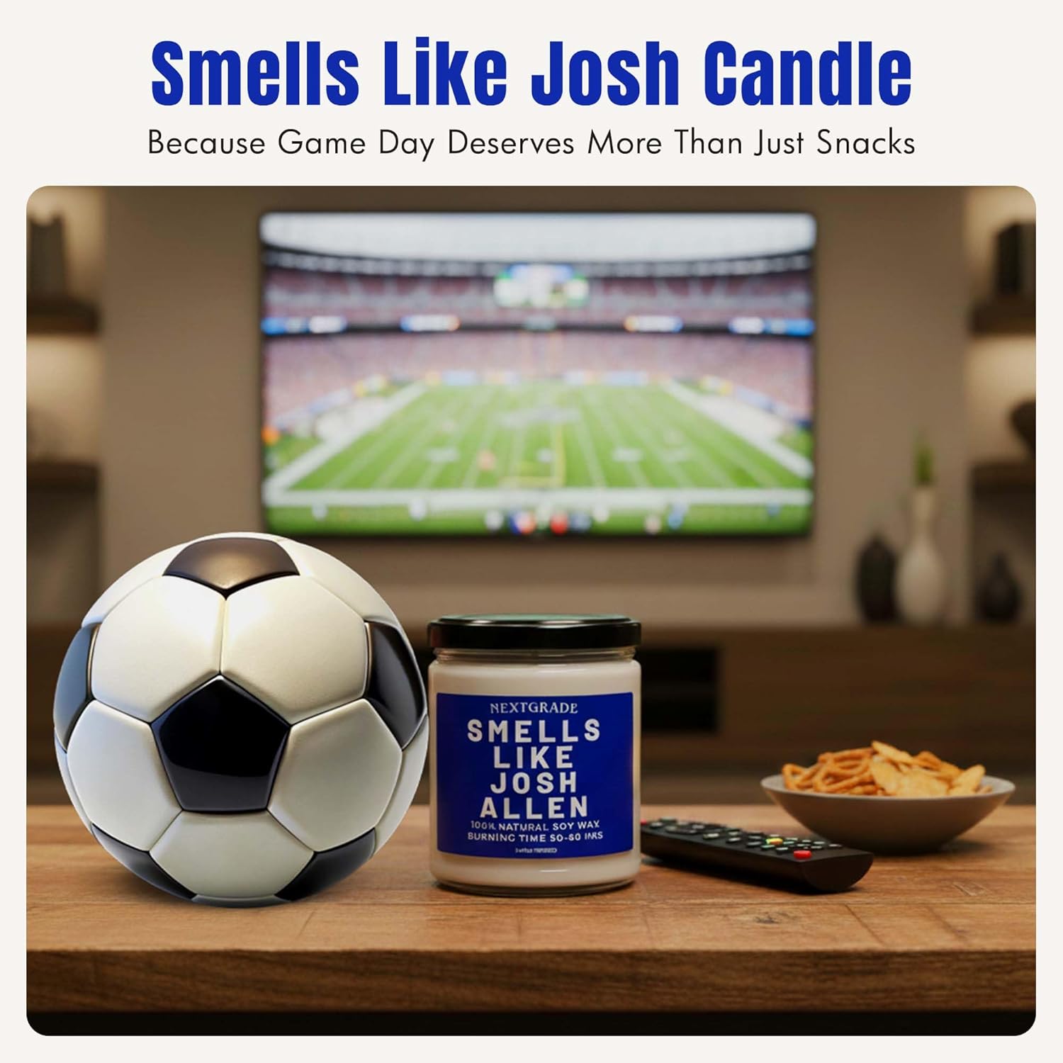 Smells Like Josh Candle – Football Inspired Scented Candle – Gift for Football Fans, Home Decor, Man Cave, Game Day Essential - Image 3