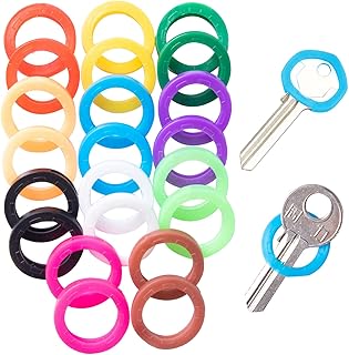 40 Pack Key Covers Caps Set Coloured Key Caps Flexible Square Key Covers Key Identifiers Coding Rings Labels Tags for Easy Identifying Standard Square Round House Door Keys