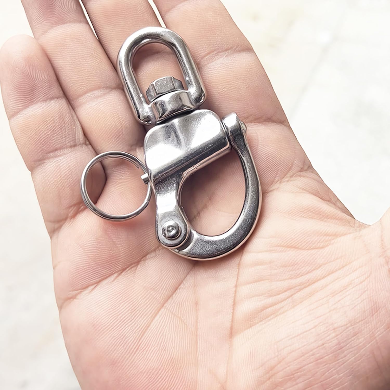 Swivel Eye Snap Shackle 316 Stainless Steel Marine Sailboat Shackles Quick Release Swivel Shackle for Sailing Halyard, Sailing Rigging, SCBA Mask Clips and Sailboat Hardware 2pcs