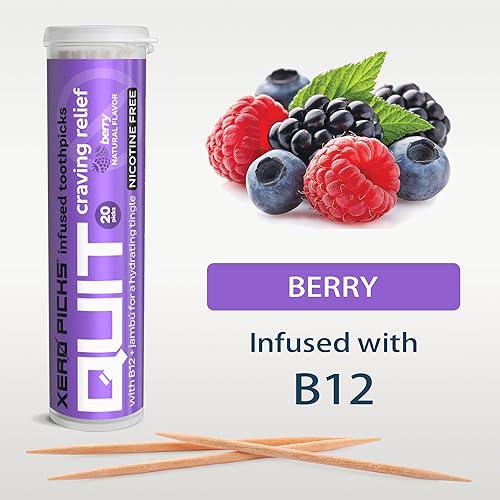 Miniatura 4 de Xero Picks Palillos de dientes con sabor infundido para ayudar a dejar de fumar, sin nicotina, 60 púas (3 paquetes) (baya)