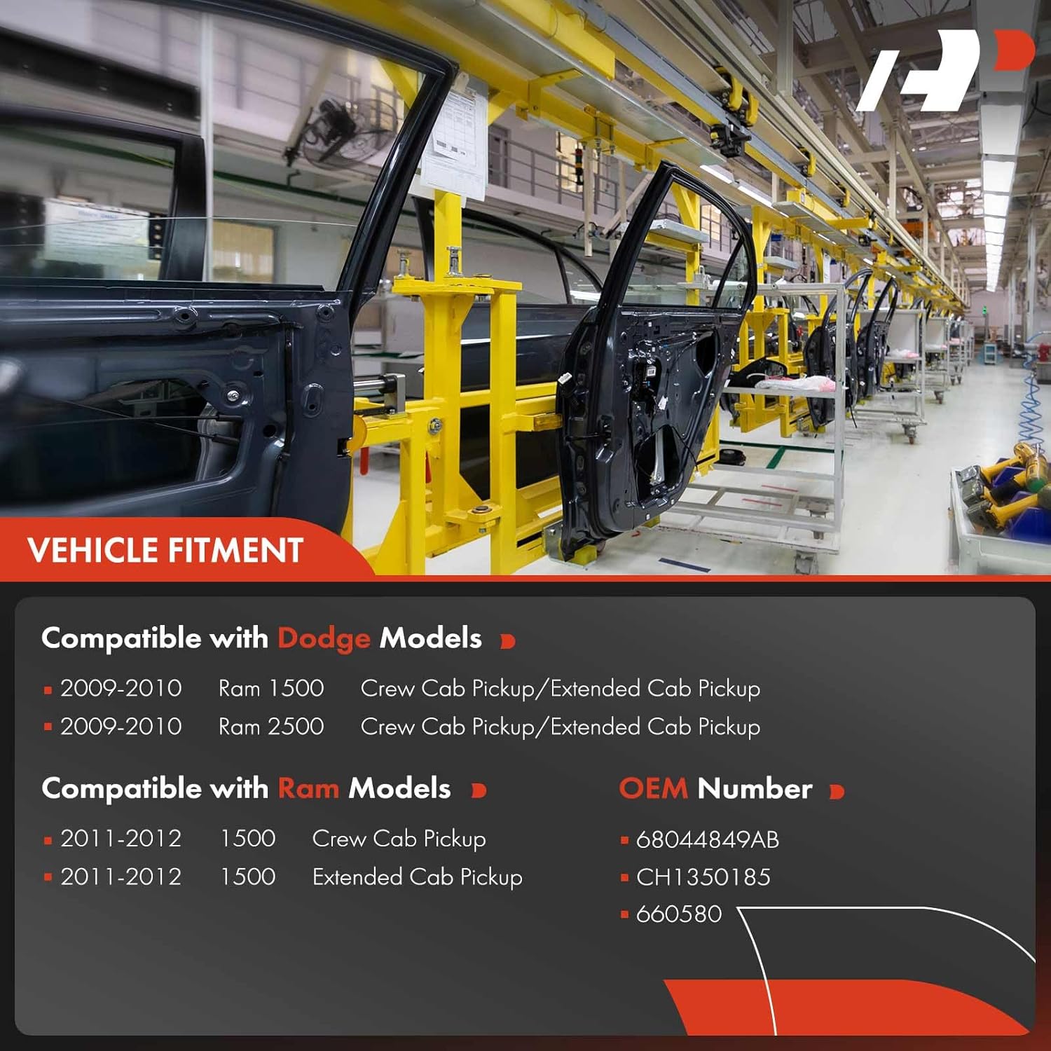 A-Premium Power Window Regulator Front Left Driver Side Compatible with Dodge Ram 1500 2009-2012 Ram 2500 2009-2010, Without Motor