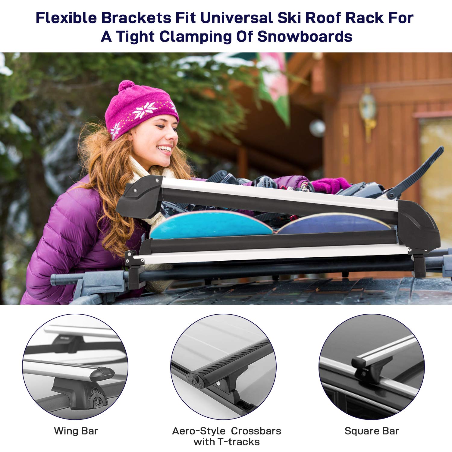 Portabicicletas Universal para 6 Pares de esquí/4 Tablas de Snowboard, aviación de Aluminio