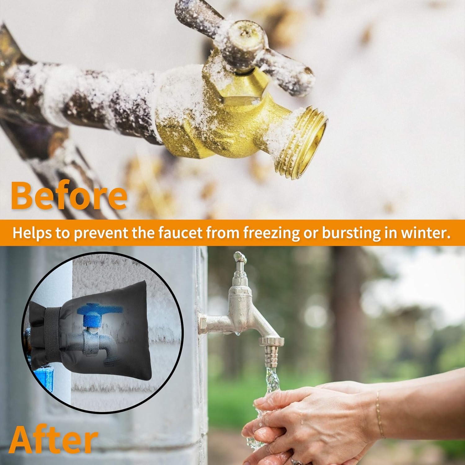 Outdoor Faucet Cover for Winter,Large,8.6"x 7",Faucet Cover Socks for Winter Freeze Protection,Waterproof,2 Pack : Patio, Lawn & Garden