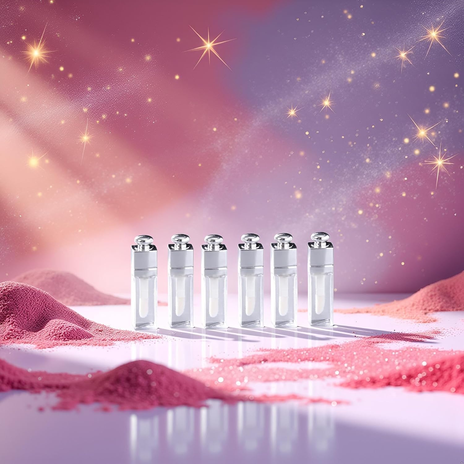 6 contenitori vuoti trasparenti per lucidalabbra, trasparenti, ricaricabili, mini contenitori per rossetto, per trucco fai da te, lucidalabbra, labbra (3 ml)