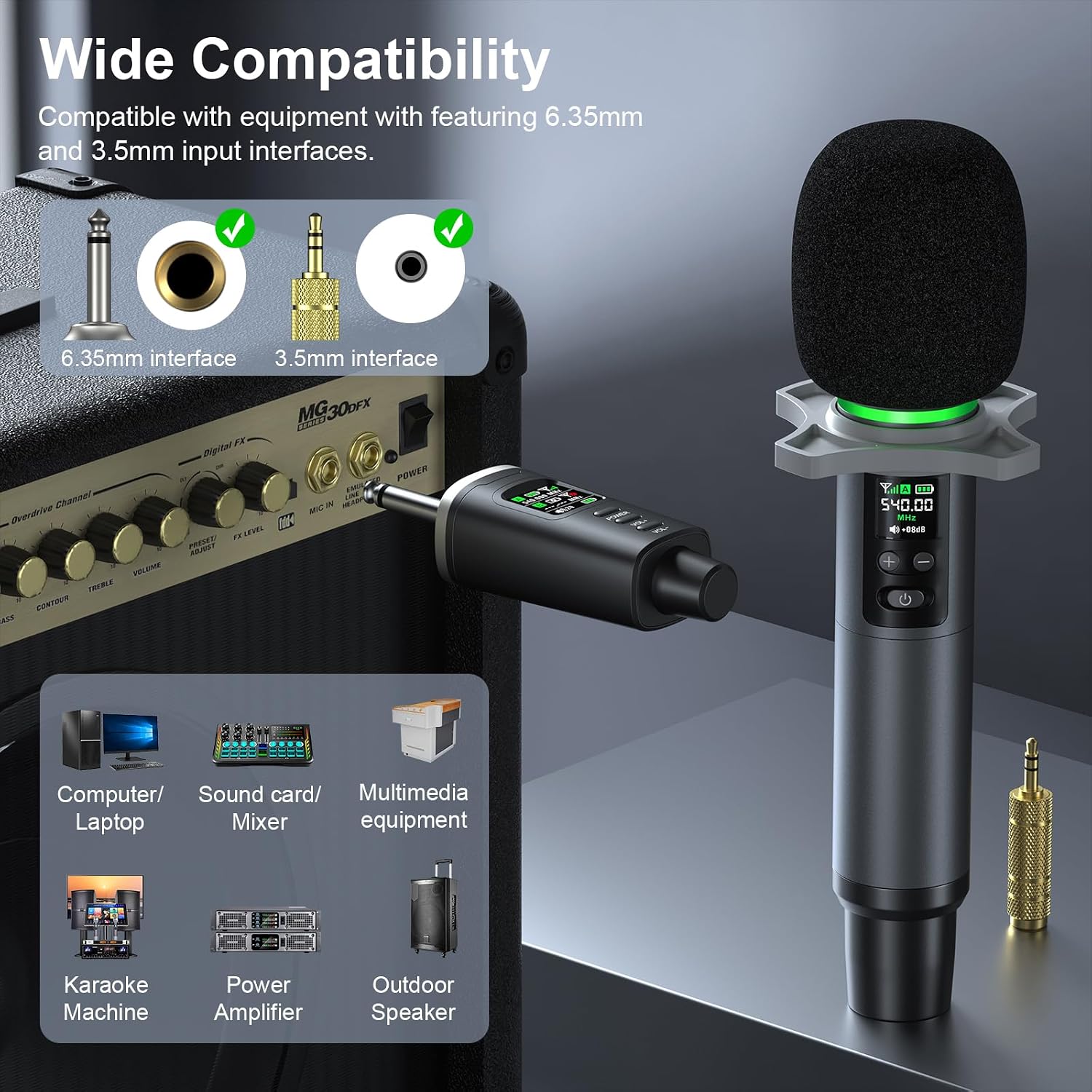 Aokeo AK-223P3 Wireless Microphone System Wide Compatibility