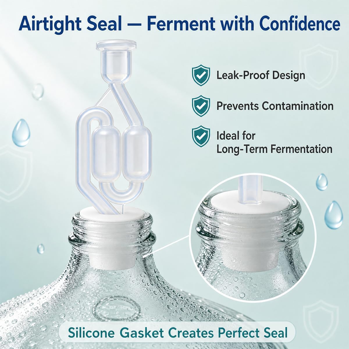 3 Gallon Glass Water Jug,carboy set with Handle, Airlock Stoppers Complete Fermentation Kit for Home Brewing Beer and Wine Making Ideal for Home Brewers,Winemakers(Clear)