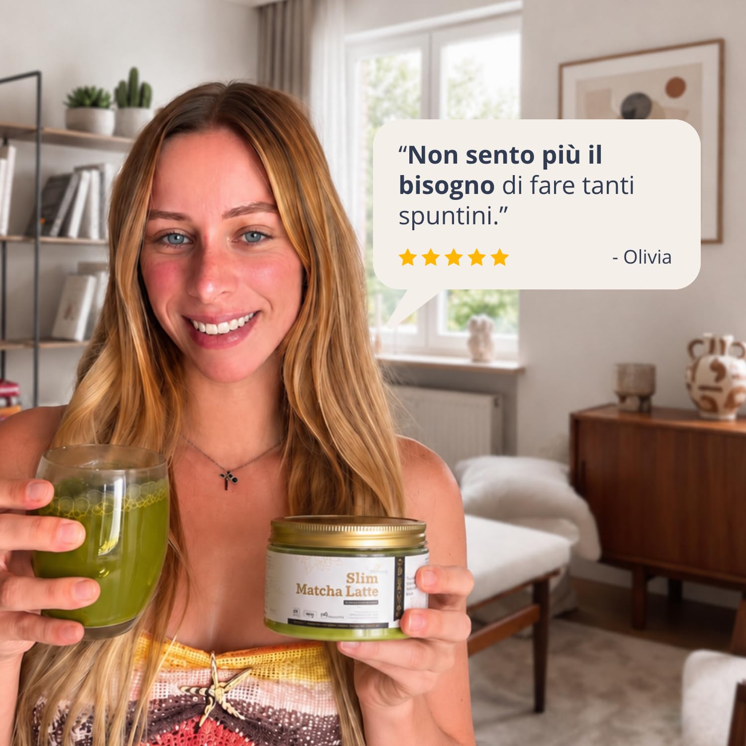 Golden Tree Slim Matcha Latte – Matcha Polvere, 180 g, 30 Porzioni | Latte di Cocco, L-carnitina, Fico d’India e Vitamina C, Polvere di Tè Verde, 2% di Caffeina