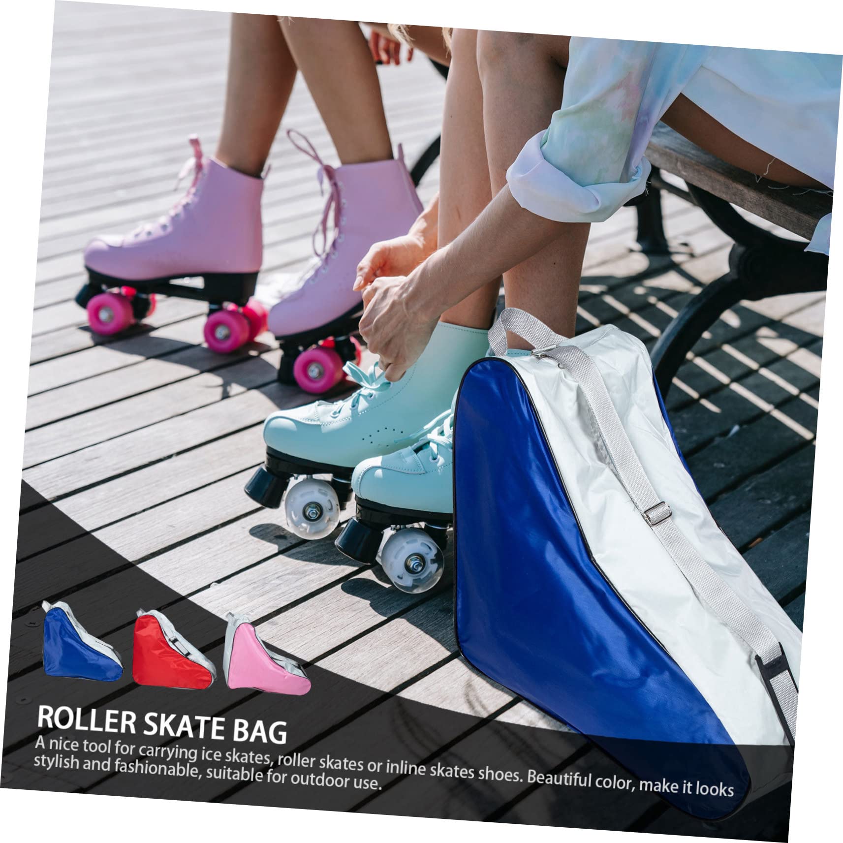 Toddmomy Borsa per Pattini 3 Pezzi in Poliestere, Design Semplice | Sacchetto Zip per Riporre, Adatto a Ghiaccio e Rotelle, Uso Esterno, Look alla Moda