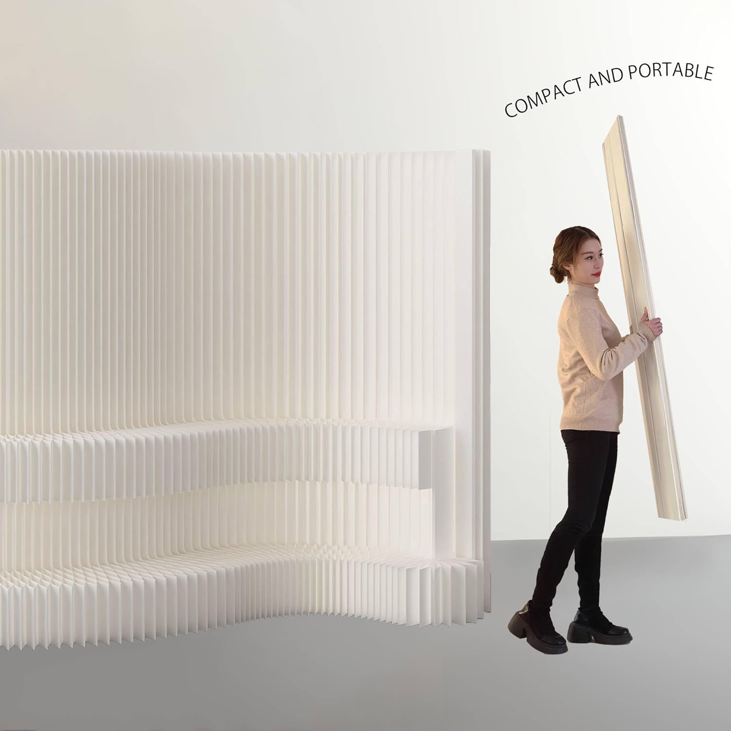 Paper Room Divider Screen Folding Adjustable Privacy Partition for Home & Office Portable Decorative Wall Divider for Dorm, Studio, Exhibition, Store or Room Separation 7.875ft-16.41ft