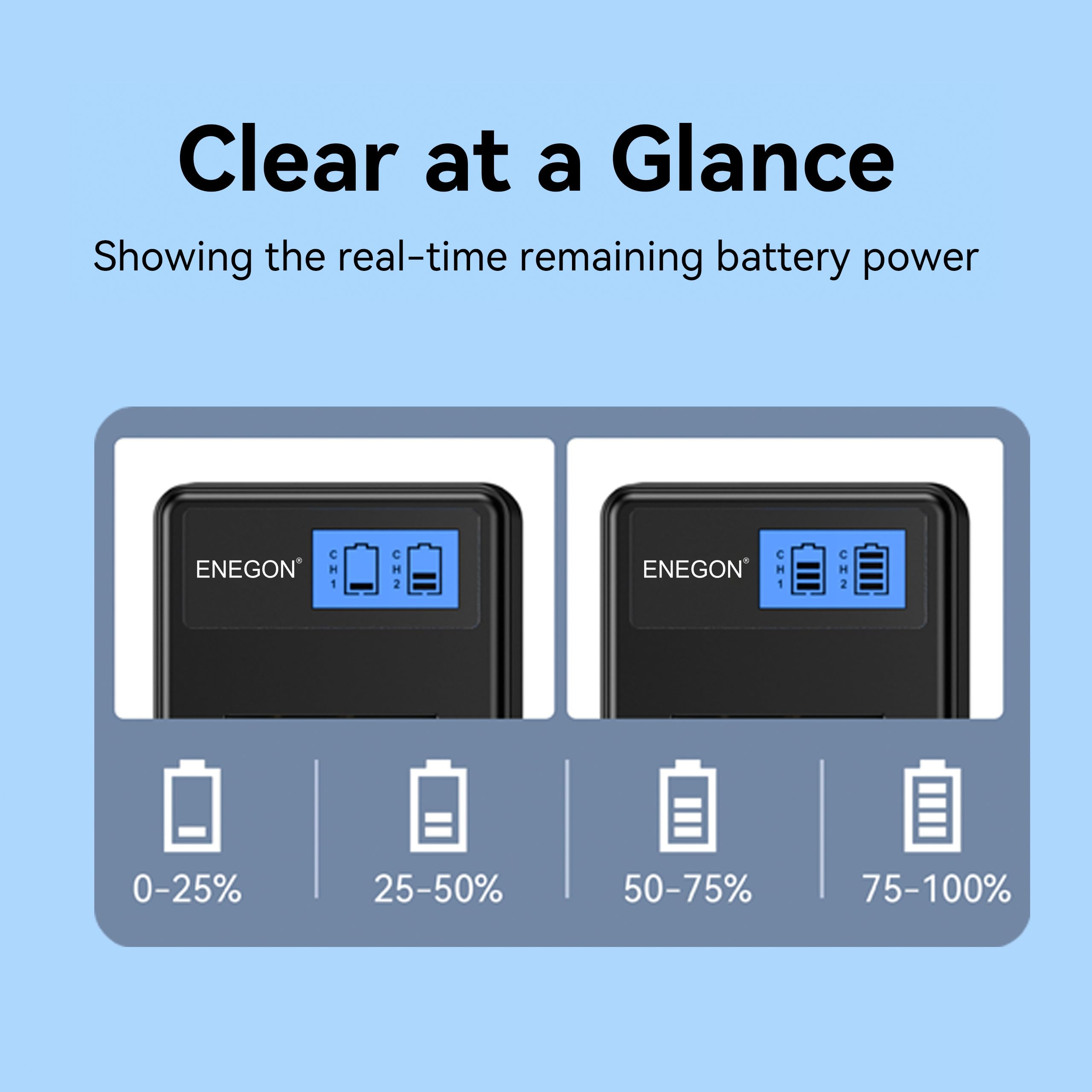 ENEGON Pack da 2 DMW-BLE9 DMW-BLG10 1200mAh Batteria e caricabatteria, cavo USB-C e display LCD, per Panasonic Lumix DC-LX100 II, TZ202, TZ101, TZ99, TZ91, TZ81, DMC-GX7, DMC-GX9, DMC-GX80, DMC-GX85