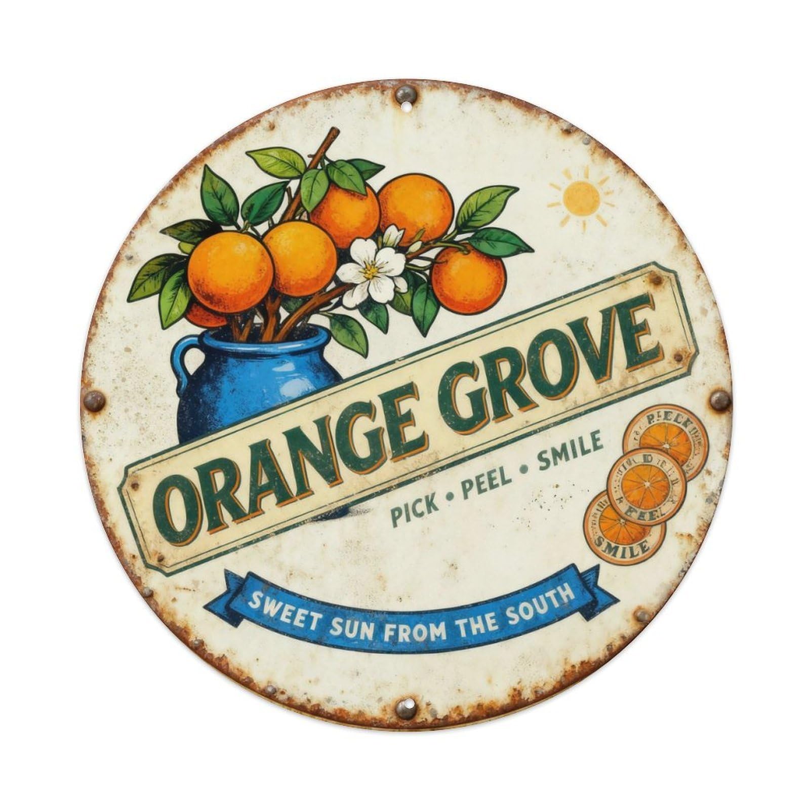 Orange Grove Sign Metal Tin Sign Plaque