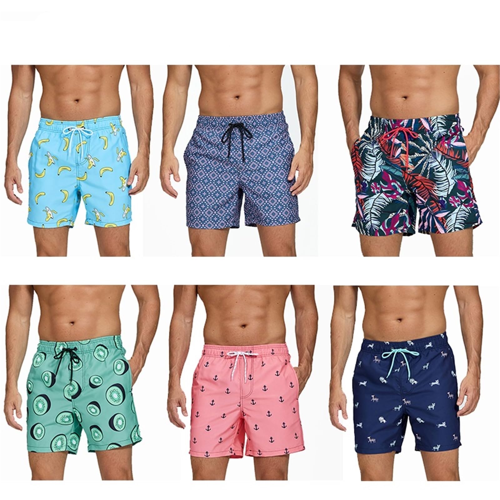 Pantaloncini Estivi da Uomo Classici in Poliestere ad Asciugatura Rapida con Fodera in Rete Traspirante per Nuotare, Fare Surf(Comouflage,M)