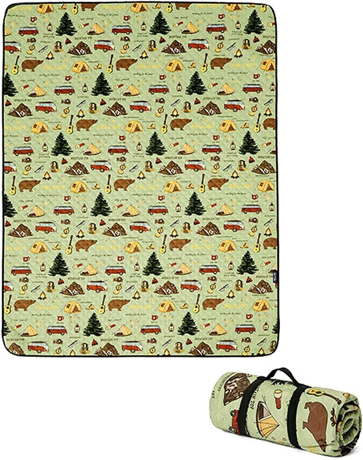 Portable Picnic Blanket,Waterproof Picnic Blanket,Large Picnic Blanket Picnic Mat With 3 Layers Material,Picnic Blanket Washable,Foldable Outdoor Beach Blanket,with Carry Strap,for Picnic,Beach,Campin