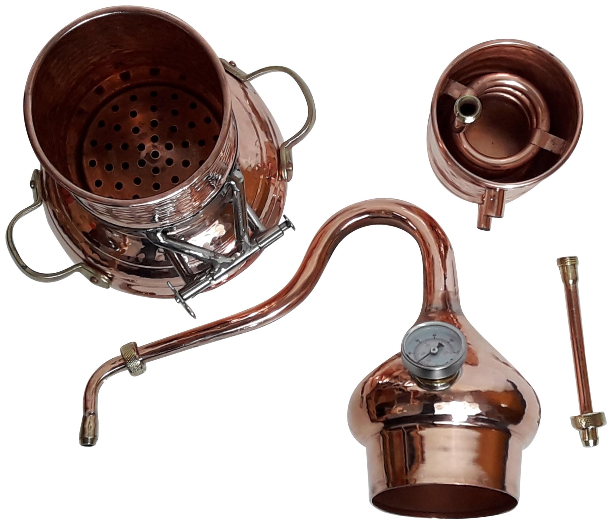 Kolonnenbrennerei aus Kupfer 2 L Thermometer - Destille ätherische Öle - mit Kippgestell