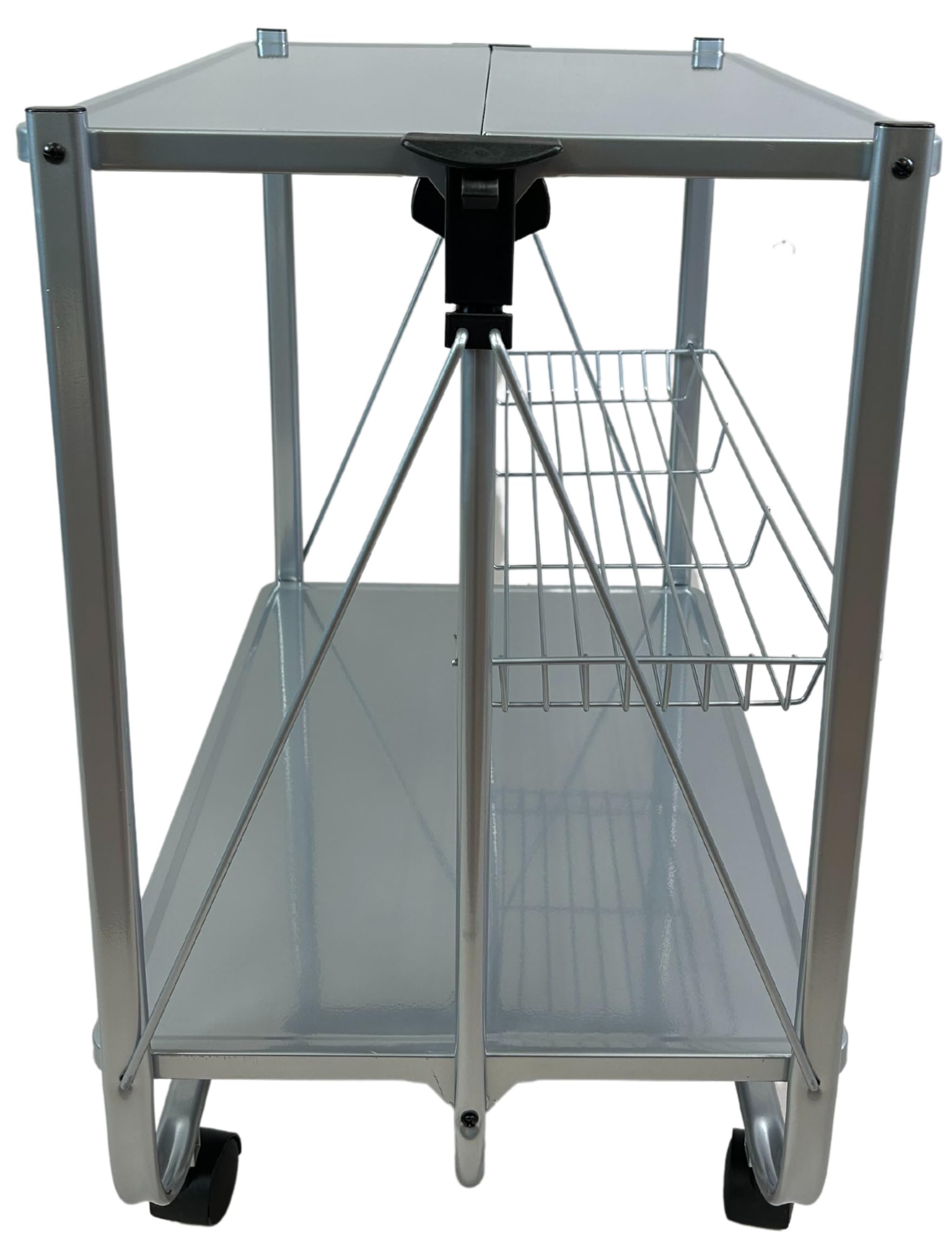 abc HOME | Servierwagen Klappbar Grau 70cm Hoch – Mobiler Küchenwagen mit Rollen – Platzsparende Dinette faltbar – Beistellwagen mit 3 Etagen