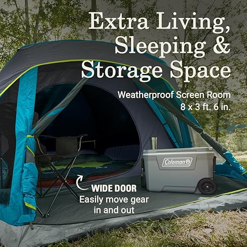 Miniatura 7 de Coleman Skydome Dark Room Camping Tent with Screen Porch & 5-Minute Setup, Weatherproof 46 Person Tent Blocks 90% of Sunlight, Rainfly & Carry Bag