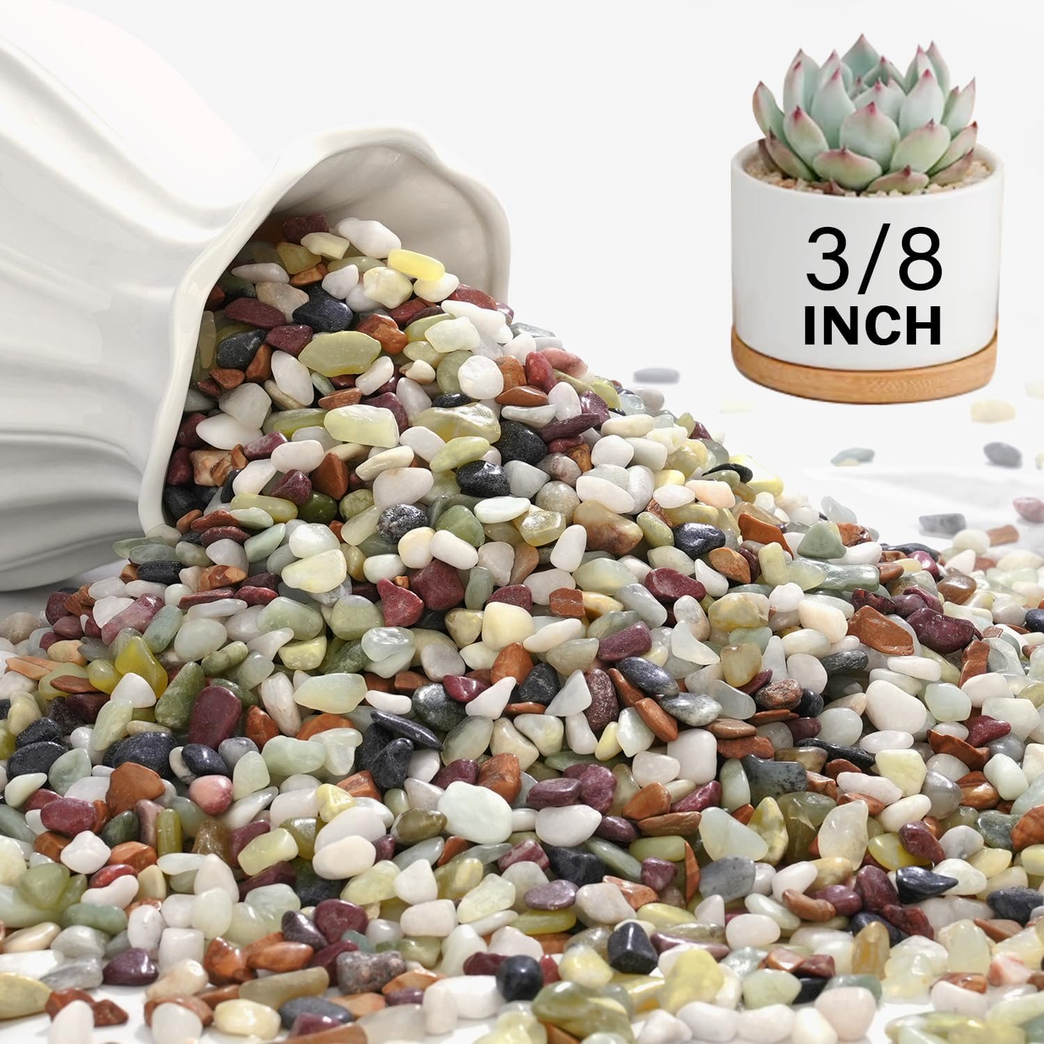 NUPICK 1,4 kg Kieselsteine für Zimmerpflanzen, 3/8 Zoll Erbsenkies für Aquarien, polierte dekorative Steine für Sukkulenten, natürliche Flusssteine für Vasen, Kakteen, Landschaftsbau, Vogelbad
