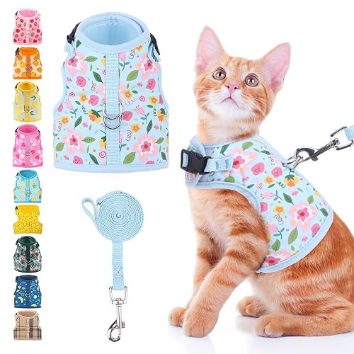 BINGPET Cat Harness and Leash Set Escape Proof for Walking,Step-in
