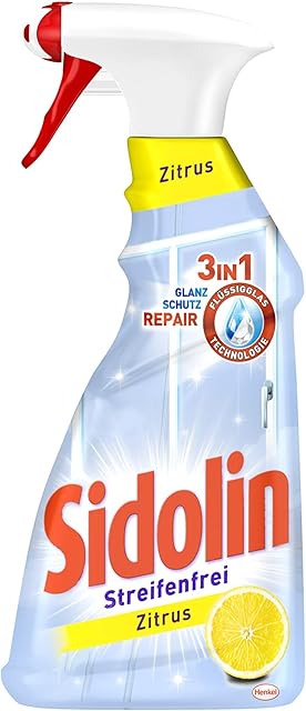 Sidolin Cytrusy, środek do czyszczenia szkła, 500 ml, butelka z rozpylaczem, dla doskonałego, promiennego połysku i przeciwko mikropęknięciom