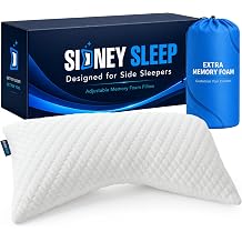 Sidney Sleep Side and Back Sleeper Pillow for Neck and Shoulder Pain Relief - Memory Foam Bed Pillow for Sleeping - 100% Adjustable Filler - King Size Washable Case with Extra Fill Included King