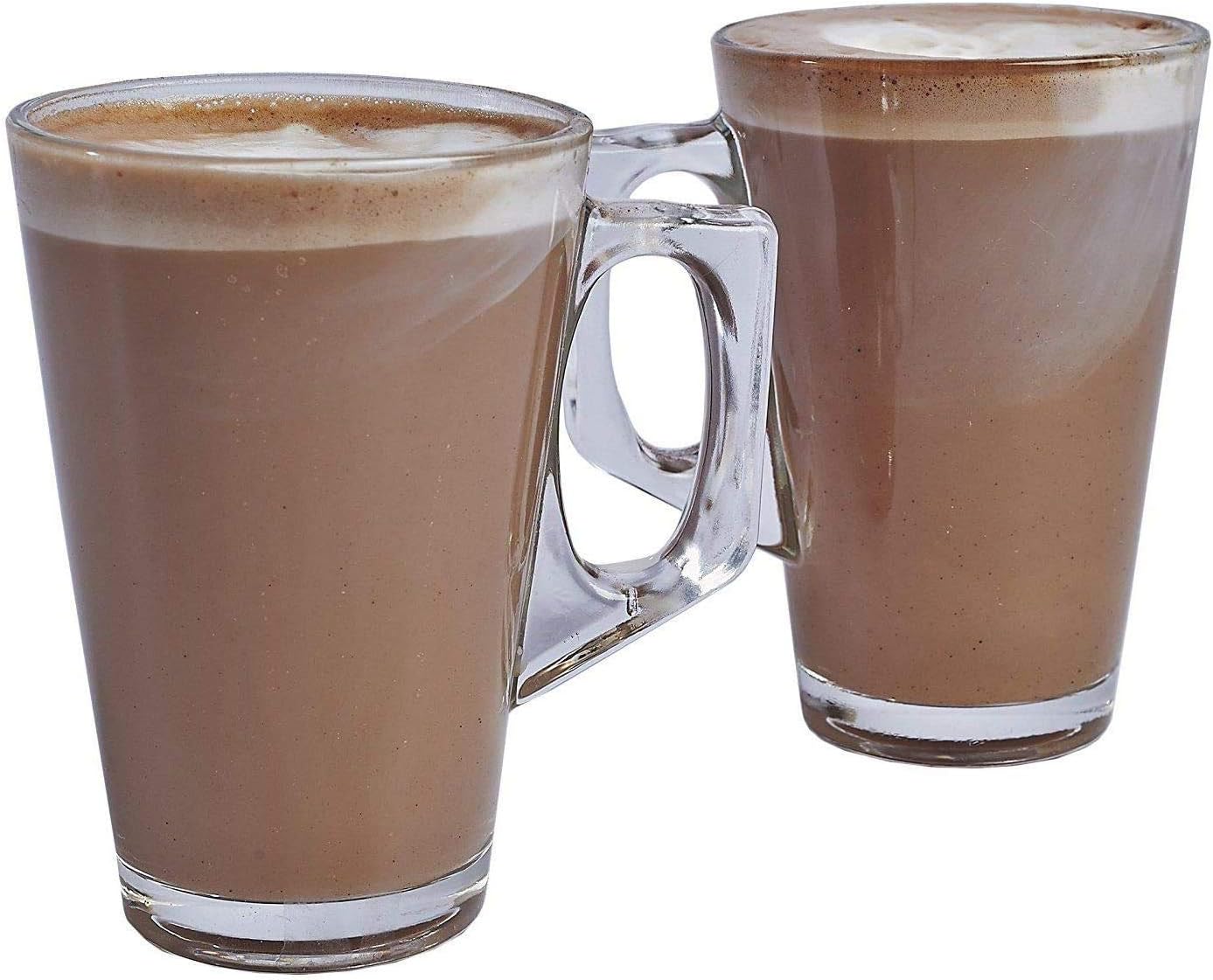 2 x Latte Mugs – Premium Latte Glasses Set of 2 – 240ml Latte Glass Compatible with Tassimo and Dolce Gusto - Coffee Machine Mugs for Latte, Cappuccino, Mocha – Durable Square Handle