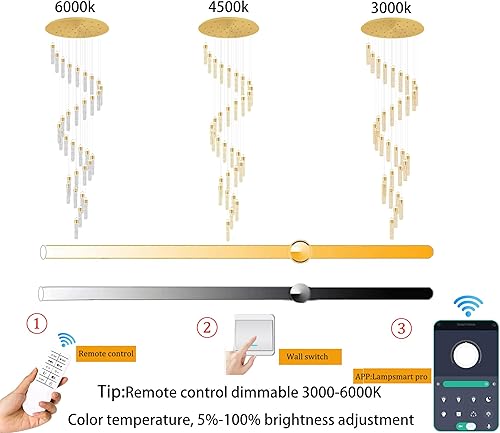 Miniatura 6 de Candelabro moderno de cristal dorado con forma de gota de lluvia de 32 luces para vestíbulo escalera, entrada de pozo de 130 pulgadas de largo,
