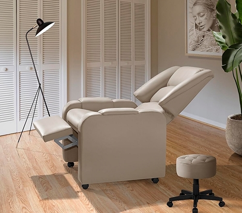 Poltrona Do Papai Reclinável Confortável Suécia Com Rodízio - Corino Bege