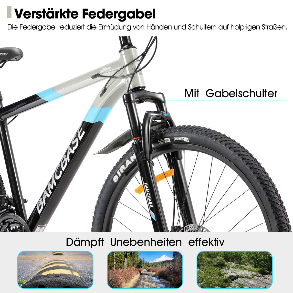 HILAND Rockford rower górski MTB 27,5", dla mężczyzn i kobiet, 18-biegowy rower z hamulcem tarczowym dla mężczyzn i kobiet, aluminiowa rama, Hardtail, unisex, dla dorosłych, szary