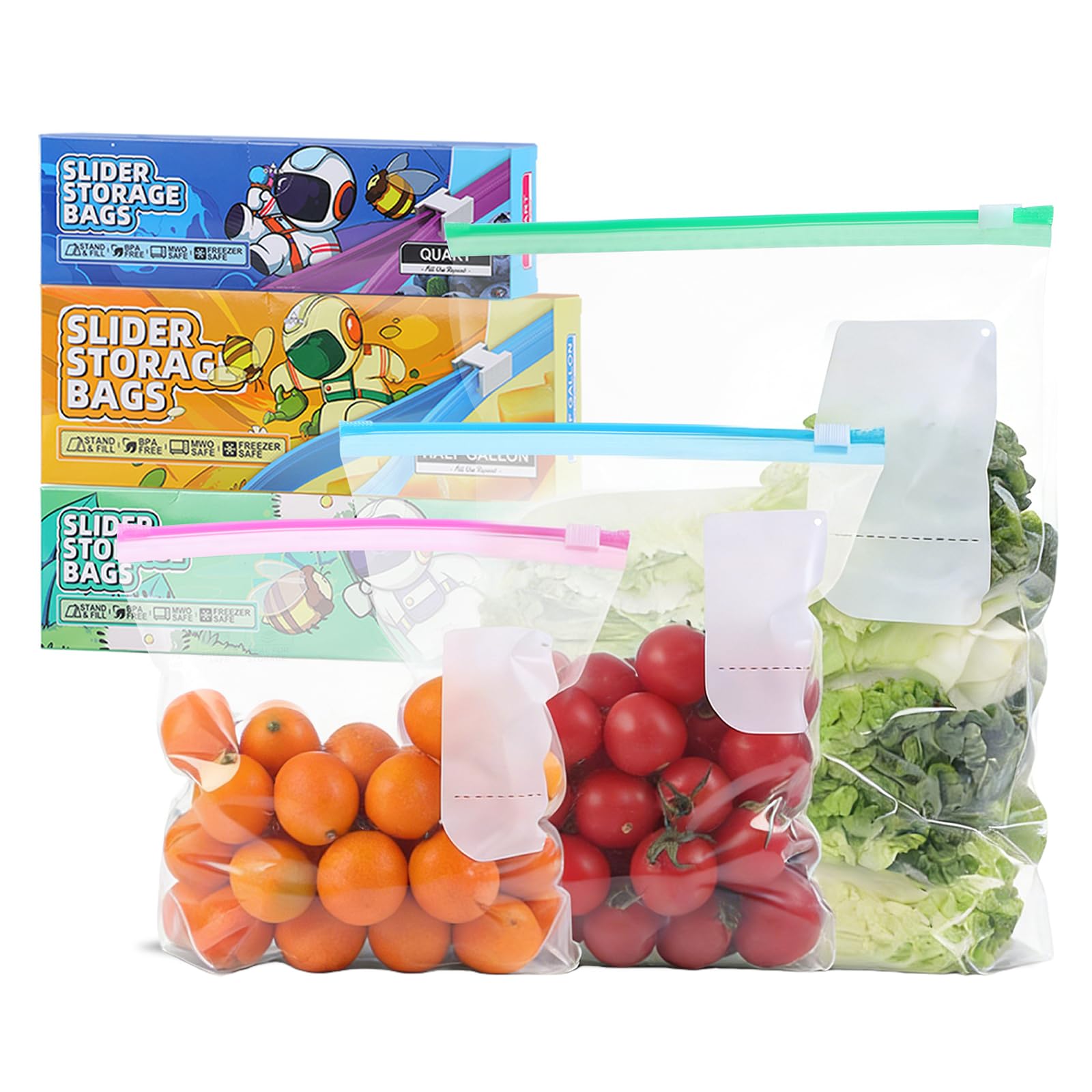 Yongyongbuy Clear 70 Pcs Zip Lock Bags, 3 Sizes Reusable Freezer Bags (4.55L, 2.27L, 1L), Ziplock Sandwich Bag For Fruits, Veggies, Meat, Snacks
