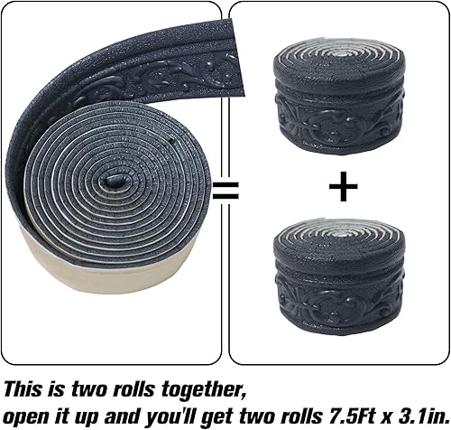 Vista 48 de WAPANE Moldura de espuma autoadhesiva de 90 x 3.1 pulgadas, borde de papel tapiz de moldura de corona, líneas de bordes de pared 3D, base de pared