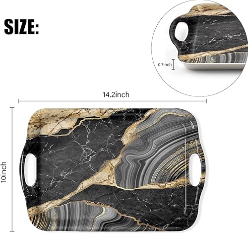 Miniatura 40 de Bandeja decorativa con asas, bandejas rectangulares multiusos para restaurante, fiestas, mesa de café, cocina, tortuga retro Tortuga retro,Bandera