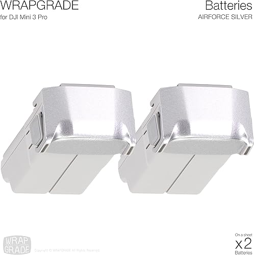 Miniatura 2 de WRAPGRADE Adhesivos para la piel compatibles con DJI Mini 4 ProMini serie 3  Dos baterías (Airforce Silver)