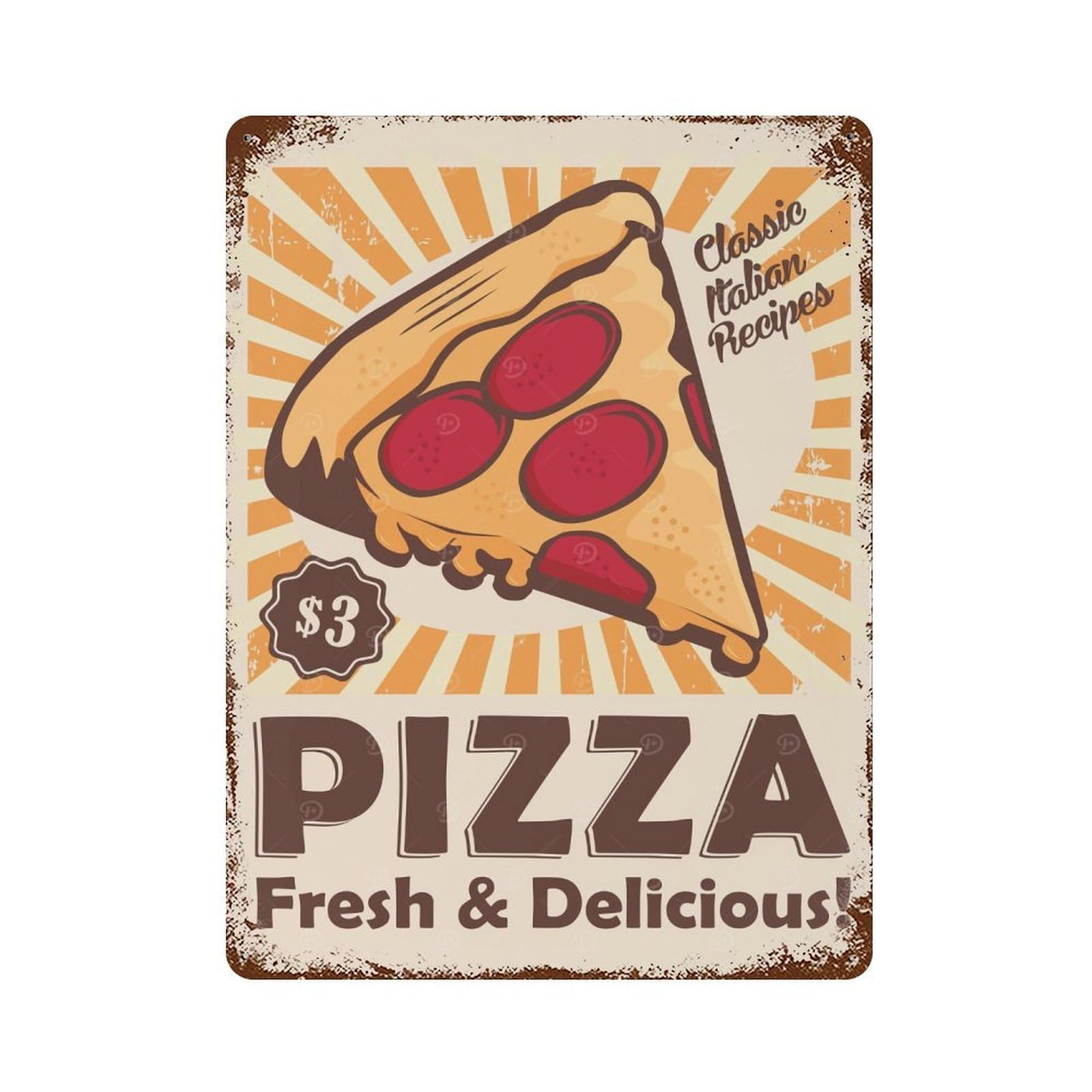 Rust Effect Pizza Vintage Vintage Rust Metal Sign 15.7"x11.8", Farmhouse Wall Decor for Farmhouse, Kitchen And Entryway Decor