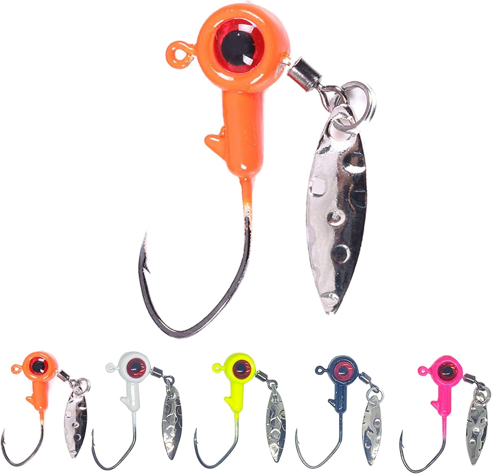 1/8 oz Jig Heads Freshwater Fishing Lures Jig Head with Eye Ball 25PCS Painted Hooks Fishing Jigs for Bass/Crappie