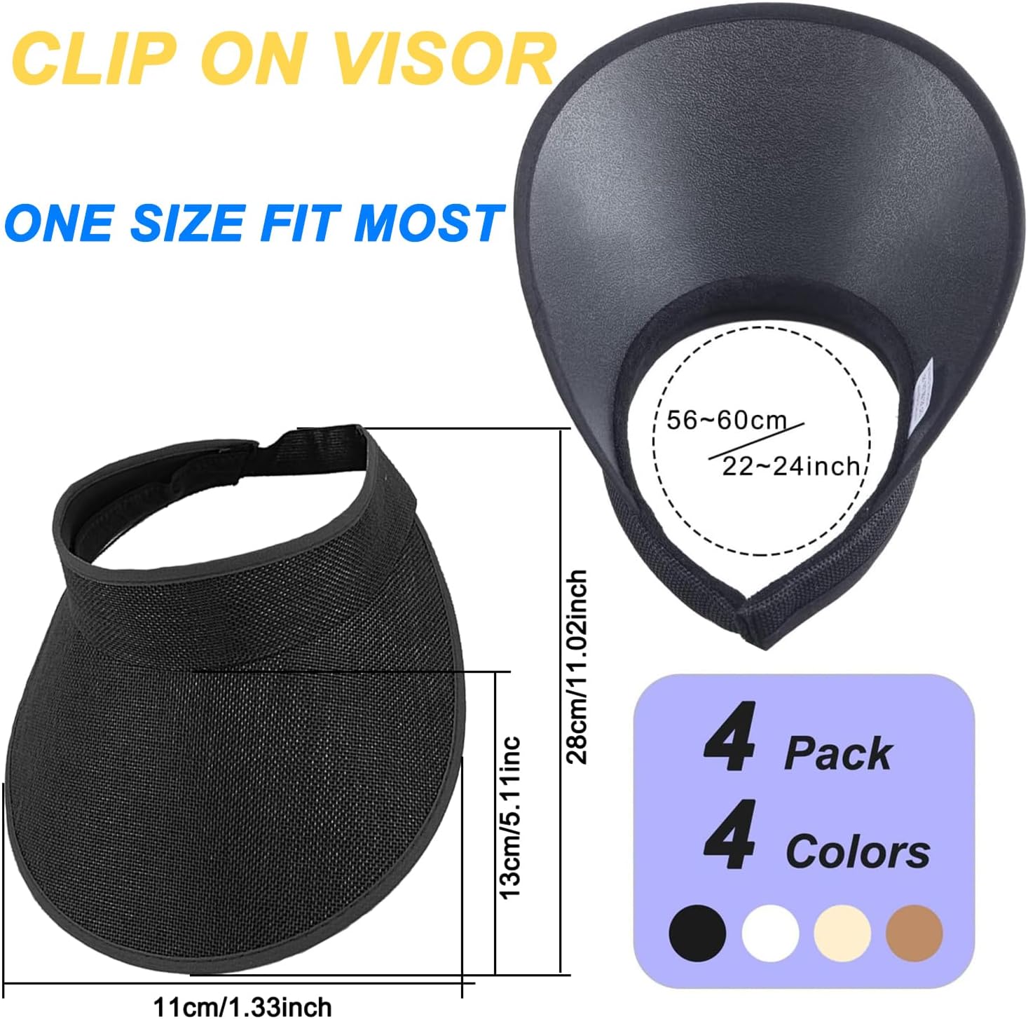 MULIMU 4 Pack Womens Wide Brim Sun Visor UV Protection UPF50+ Hat Golf Visor with Clip, Straw Beach Cap Women's Style Golf Cap